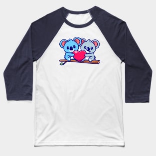 Cute Koala Couple Holding Heart On Tree Baseball T-Shirt